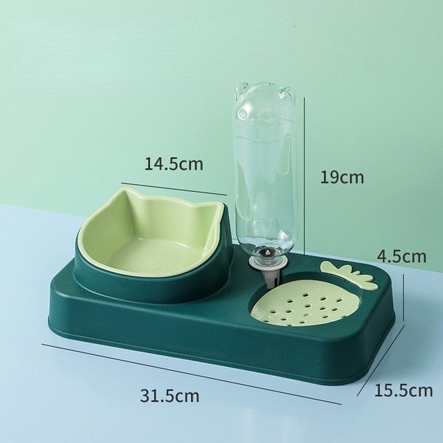 3 in 1 Pet Food and Water Bowl Set Pet Bowls, Feeders & Waterers BestPet Dark Green 2 in 1