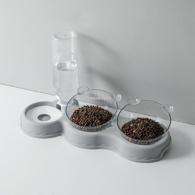 3 in 1 Pet Food and Water Bowl Set Pet Bowls, Feeders & Waterers BestPet Grey 3 in 1