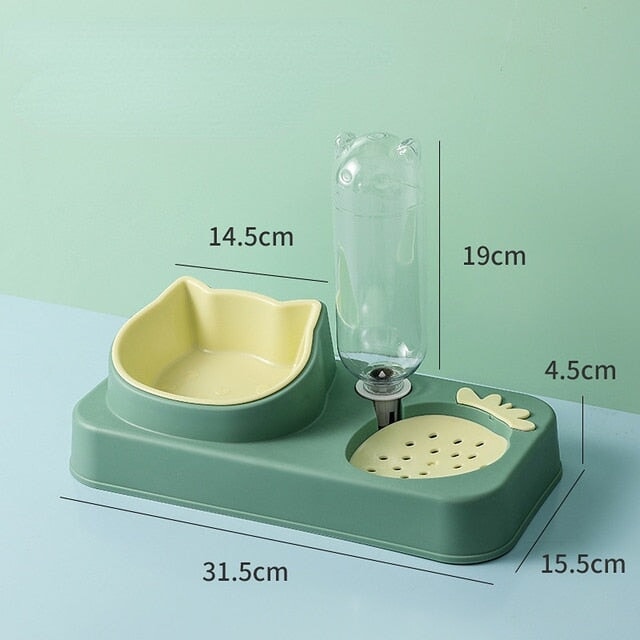 3 in 1 Pet Food and Water Bowl Set Pet Bowls, Feeders & Waterers BestPet Light Green 2 in 1