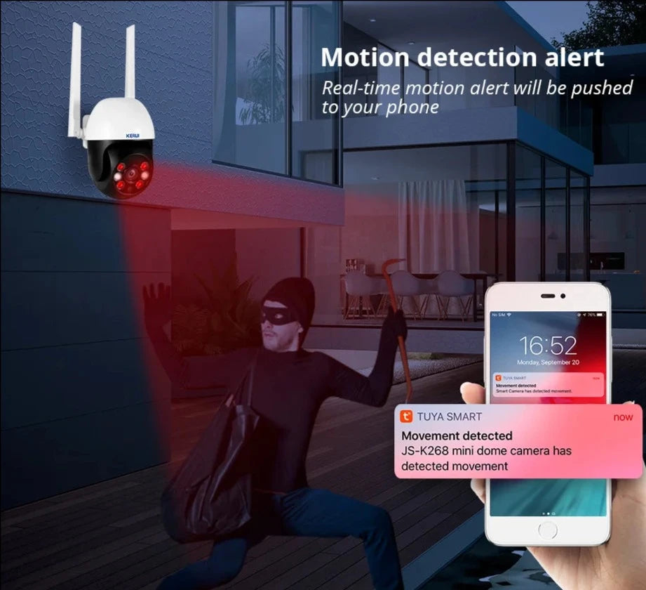 KERUI 3MP 5MP PTZ WiFi IP Wireless Camera Tuya Smart Outdoor Home Security 4X Digital Zoom Dome Camera CCTV Video Surveillance KERUI Official Store