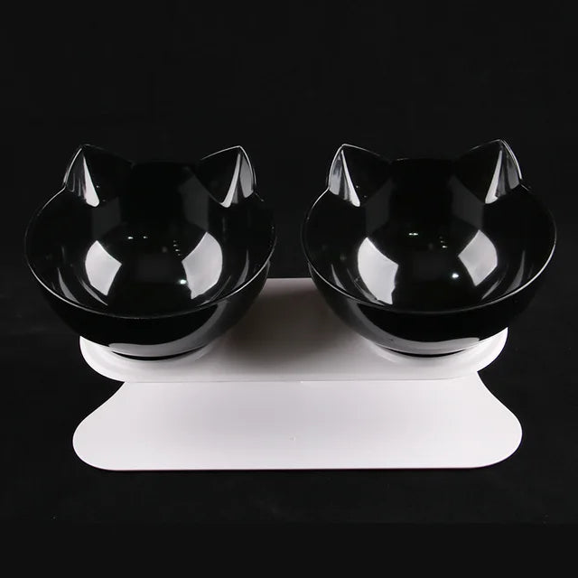Non-Slip Double Cat Bowls Pet Bowls, Feeders & Waterers Best Pet Double Black 
