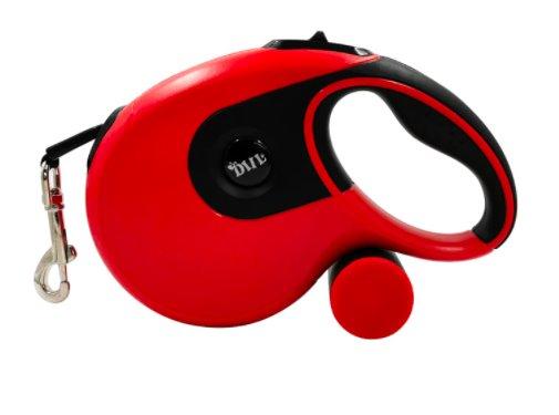 Retractable Dog Leash With Poo Bag Holder Pet Leashes BestPet Red 5 metre + Waste Bag Holder