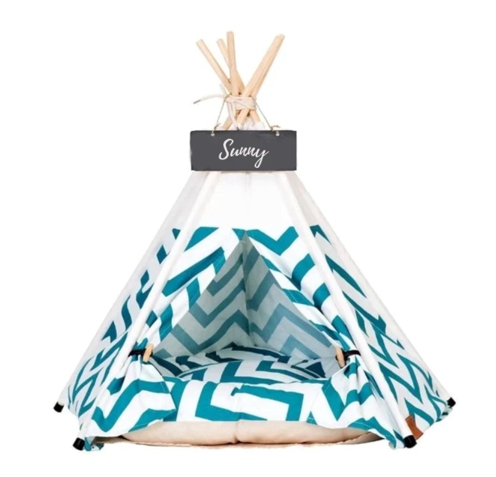 TeePee Tent Pet Bed - 7 Designs! Dog Beds BestPet Green Stripe Small