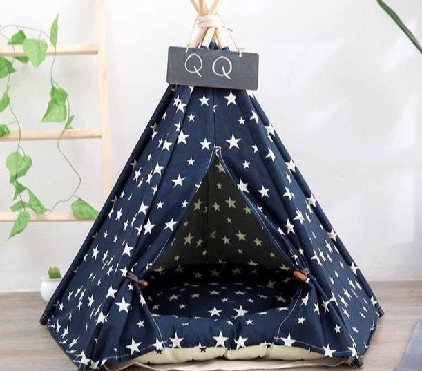 TeePee Tent Pet Bed - 7 Designs! Dog Beds BestPet Navy Stars Small
