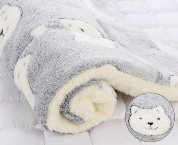 Thick and Soft Pet Blanket Dog Beds BestPet Grey With Bear Medium