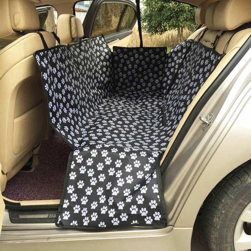 Waterproof Pet Car Back Seat Protector Pet Carriers & Crates BestPet Black Paws
