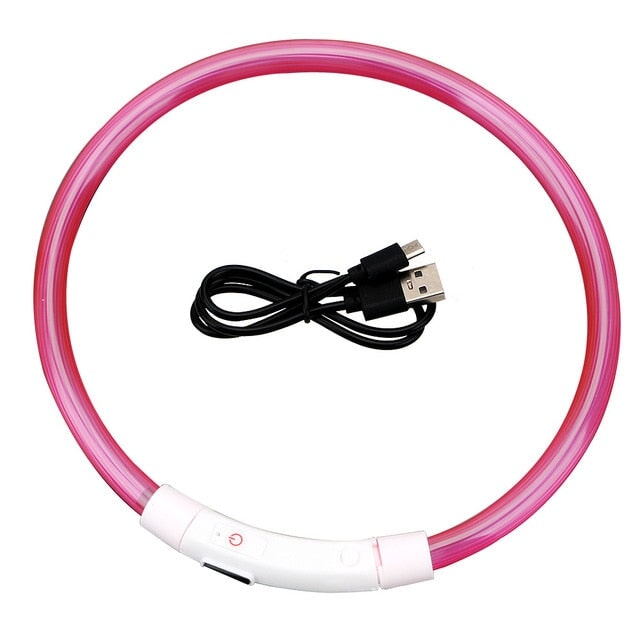 Adjustable LED Pet Collar Pet Collars & Harnesses BestPet Pink 