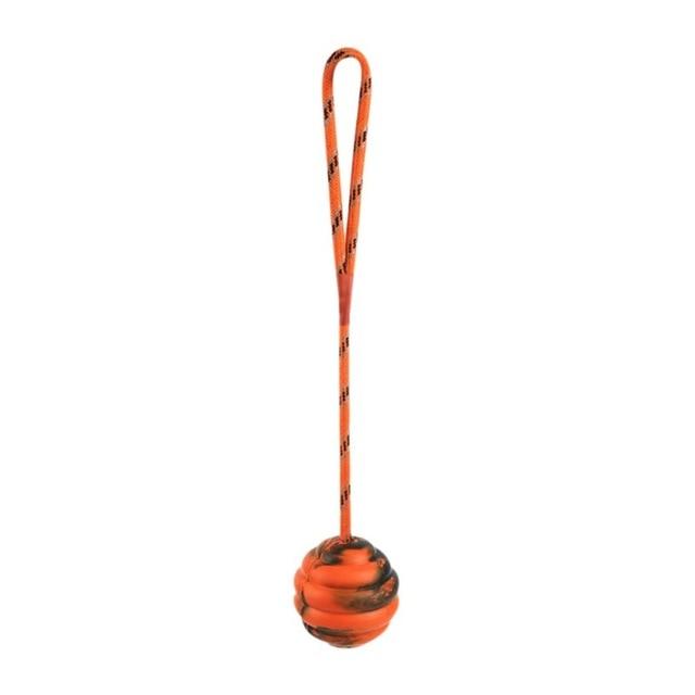 Bite Resistant Rubber Dog Ball on a Rope Dog Toys BestPet Orange 