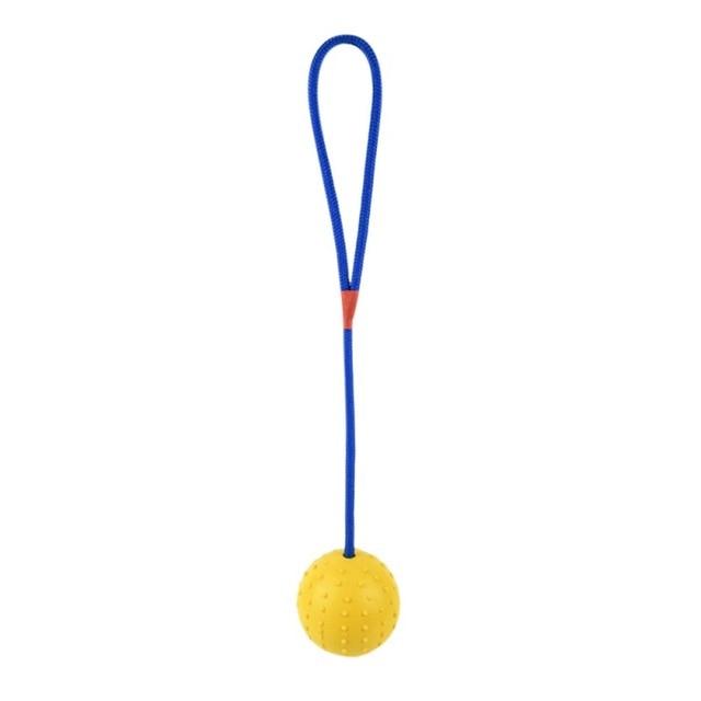 Bite Resistant Rubber Dog Ball on a Rope Dog Toys BestPet Yellow 