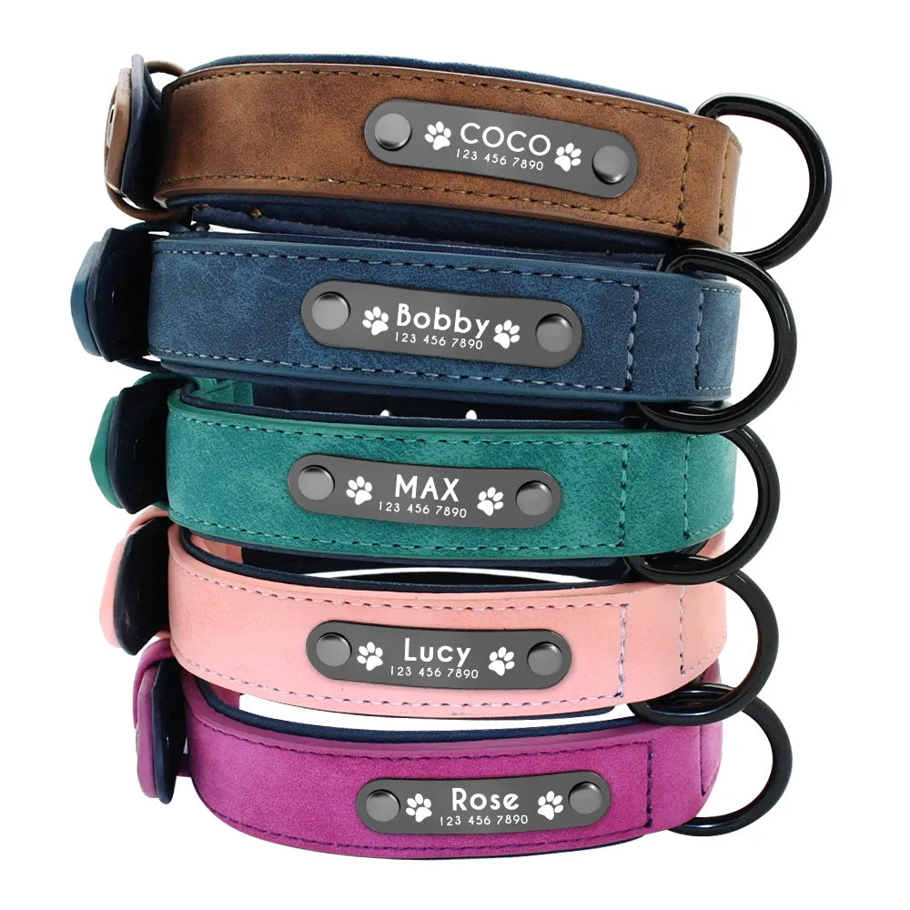 Dog Collars Personalized Custom Leather Dog Collar Name ID Tags For Small Medium Large Dogs Pitbull Bulldog Beagle Correa Perro Star Pets Product Workshop 