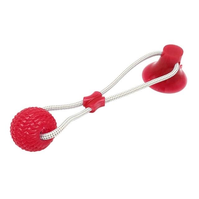 Dog Tug Ball With Suction Cup Dog Toys BestPet Red 