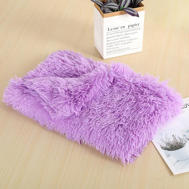 Fluffy Pet Blanket 15 Colours! Dog Beds BestPet Purple Small 