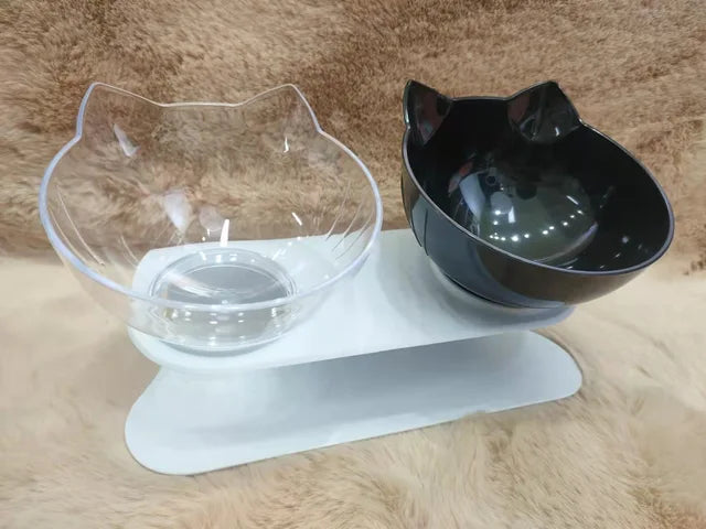 Non-Slip Double Cat Bowls Pet Bowls, Feeders & Waterers Best Pet Clear & Black 