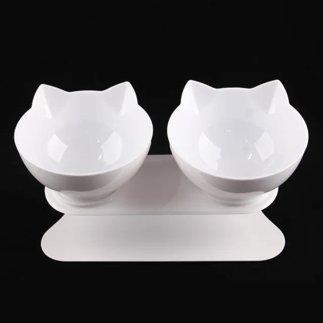 Non-Slip Double Cat Bowls Pet Bowls, Feeders & Waterers Best Pet Double White 