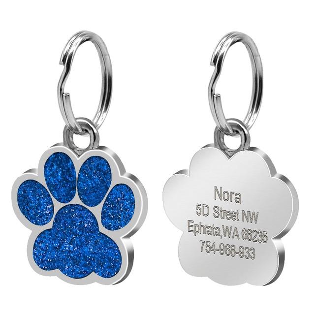 Personalised Engraved Pet ID Tag Pet ID Tags BestPet Paw Dark Blue 