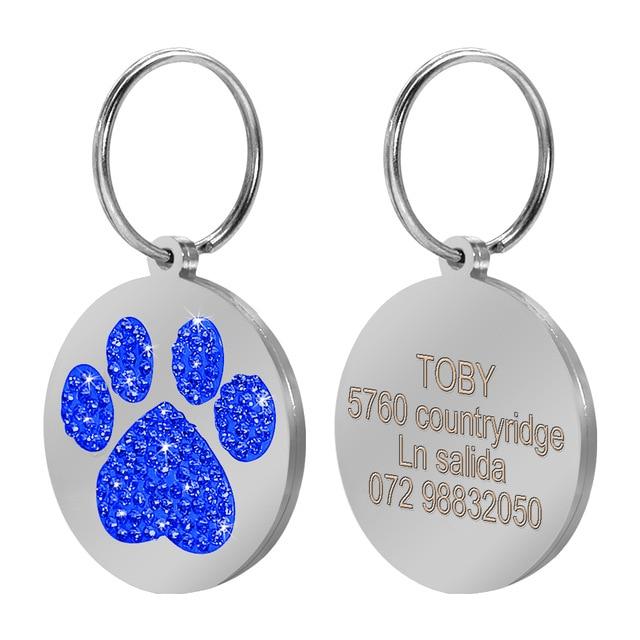 Personalised Engraved Pet ID Tag Pet ID Tags BestPet Paw Disc Blue 
