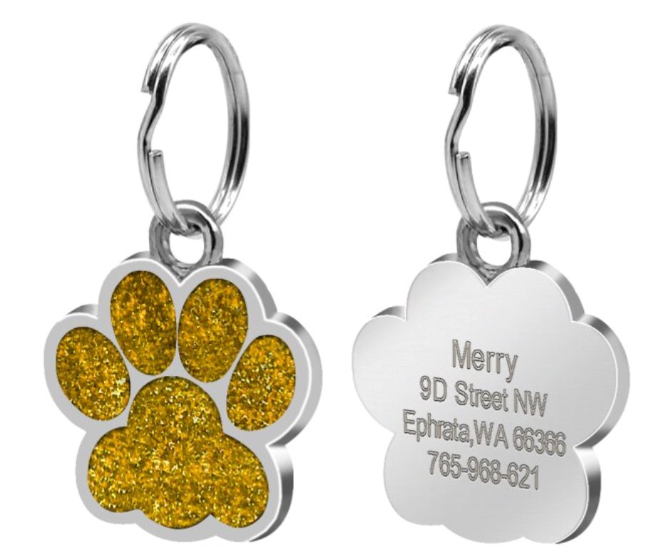 Personalised Engraved Pet ID Tag Pet ID Tags BestPet Paw Gold 
