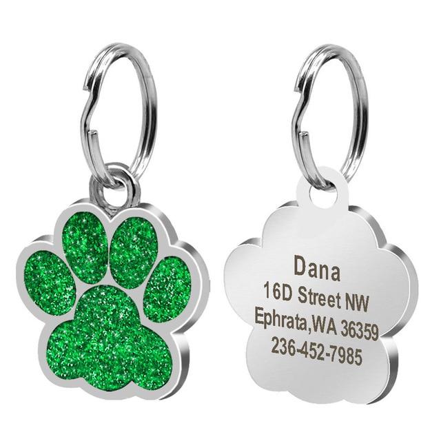Personalised Engraved Pet ID Tag Pet ID Tags BestPet Paw Green 