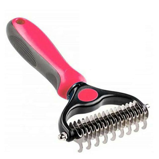 Professional Pet Rake Shedding Brush Pet Combs & Brushes BestPet Pink Thick Fur 75x160mm