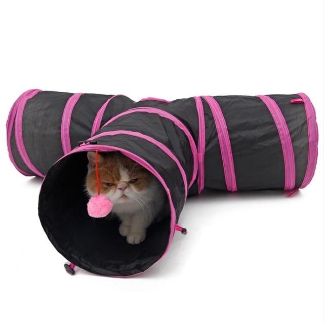 Quality Portable Pet Tunnels Cat Toys BestPet Pink 3 Holes 