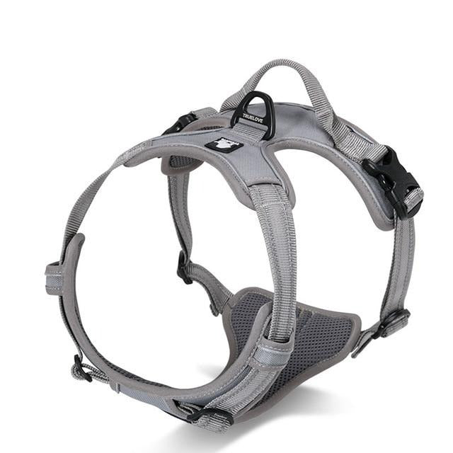 Reflective Dog Harness With Front and Back Clip Pet Collars &amp; Harnesses BestPet Grey X Small 