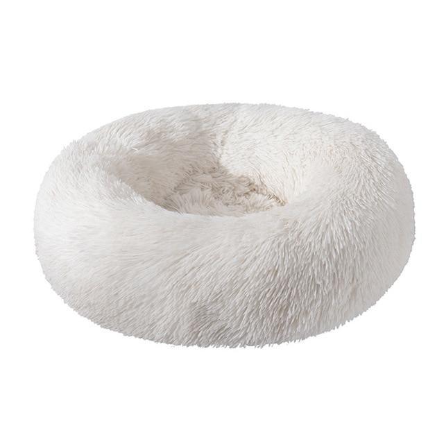 Soft and Fluffy Plush Calming Pet Bed With Removable Cover Dog Beds BestPet White Small 50CM 