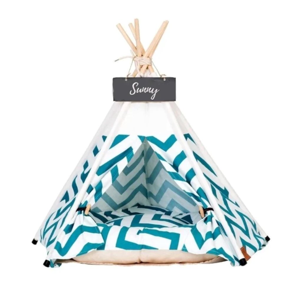 TeePee Tent Pet Bed - 7 Designs! Dog Beds BestPet Green Stripe Small 