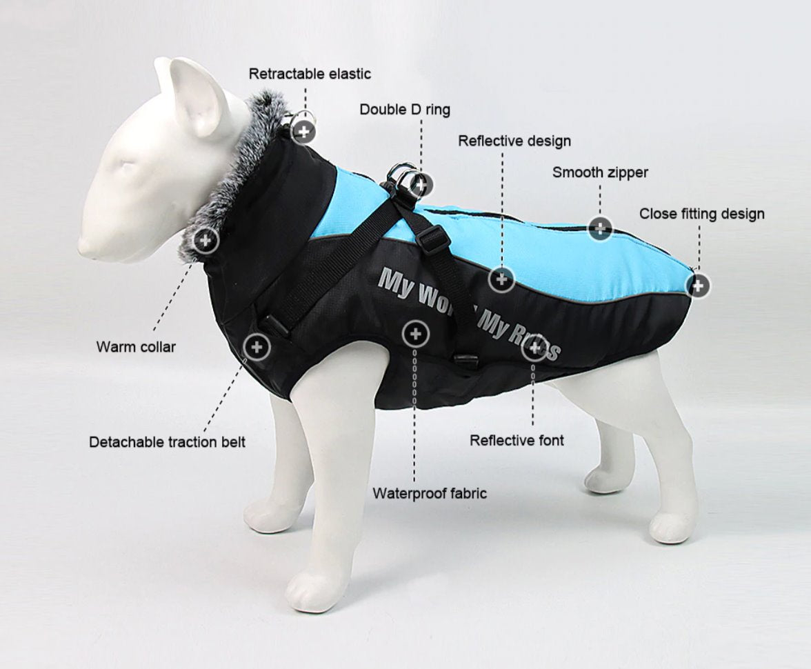 Waterproof Winter Thick Dog Coat With Harness Dog Apparel BestPet 